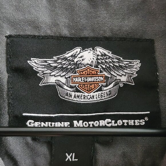 Harley-Davidson Sleeveless Shirt Mens XL Gray Frayed Denim Vest Biker 99053-13VM - Picture 5 of 13